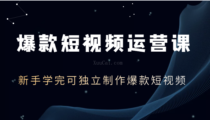 爆款短视频运营课,新手学完可独立制作爆款短视频-续财库